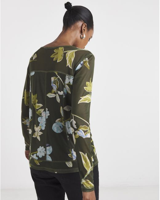 Joe Browns Green Khaki Long Sleeve Mesh Top
