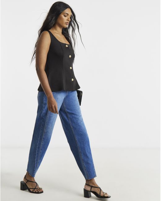 Simply Be Black Button Through Jersey Waistcoat