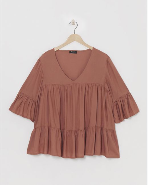 Simply Be Brown Viscose Smock Blouse