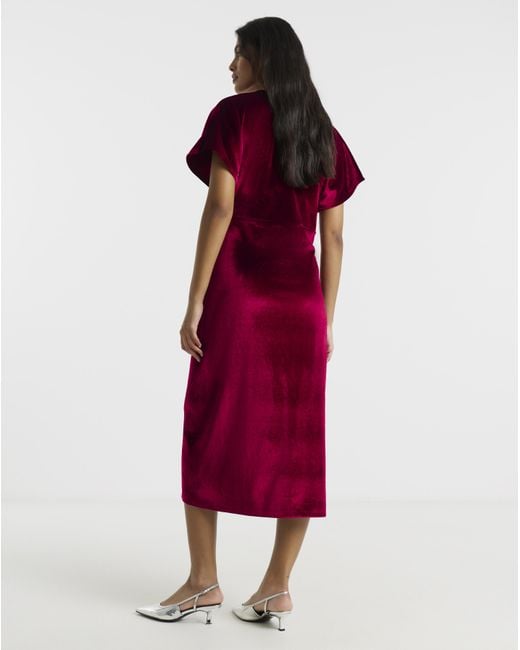 Hope & Ivy Red Farah Midi Dress
