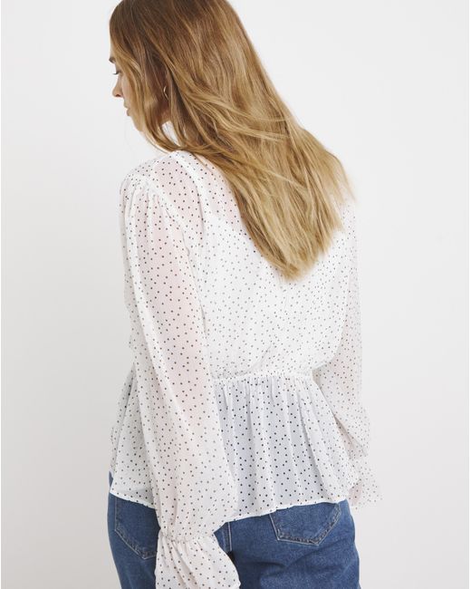 Simply Be White Sheer Tie Front Blouse