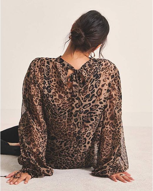 Simply Be Brown Georgette High Neck Blouse
