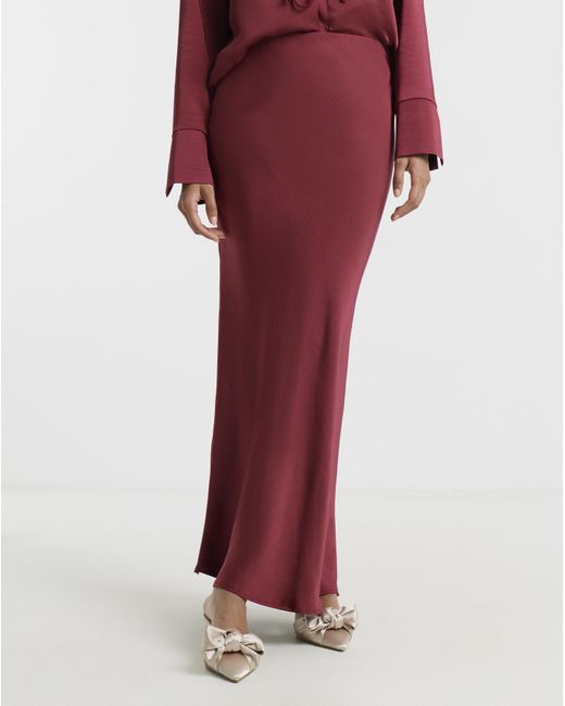 Flounce London Red Satin Maxi Skirt
