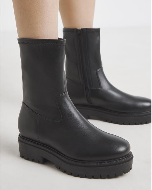 Simply Be Black Chunky Ankle Boot Wide