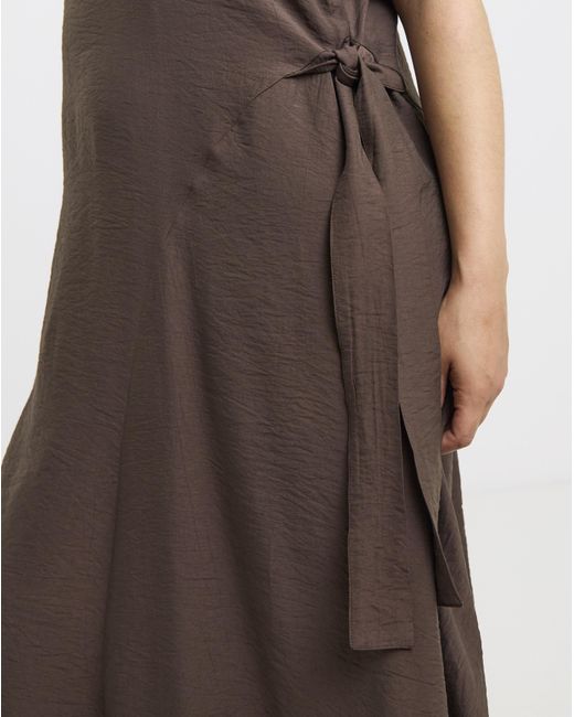 Simply Be Brown Side Tie Midi Dress