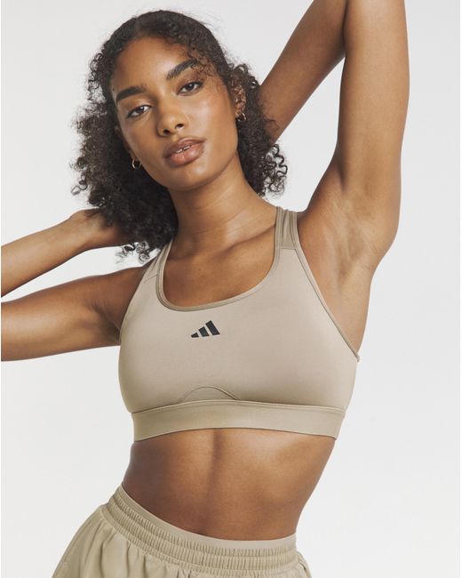 Adidas Brown Performance Medium Support Bra