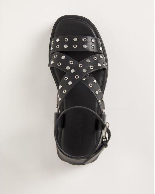 Simply Be Black Studded Cross Strap Flatform Sandal Wide