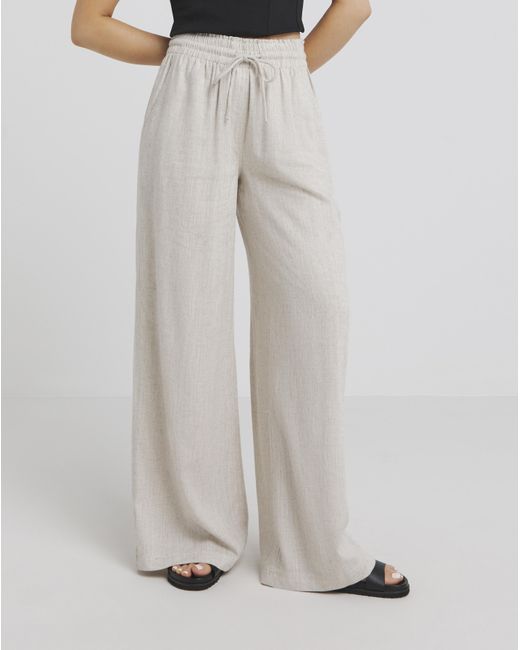 Simply Be White Linen Wide Leg Trousers