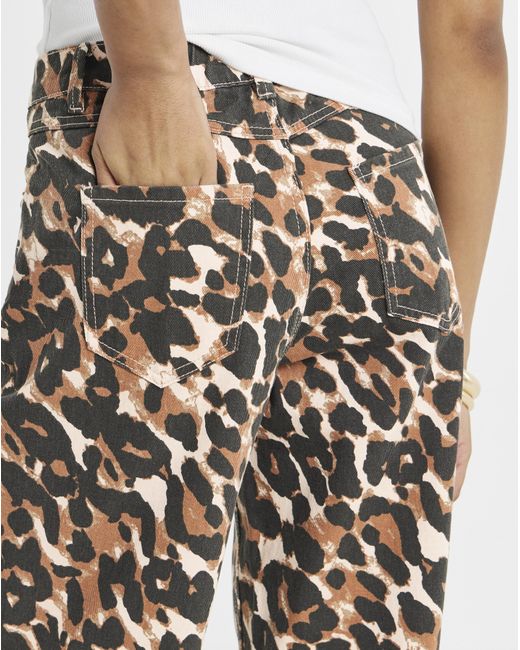 Simply Be White Print Barrel Jeans