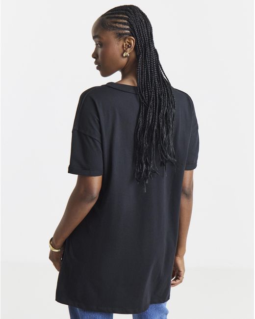 Simply Be Black Oversized V Neck T-Shirt