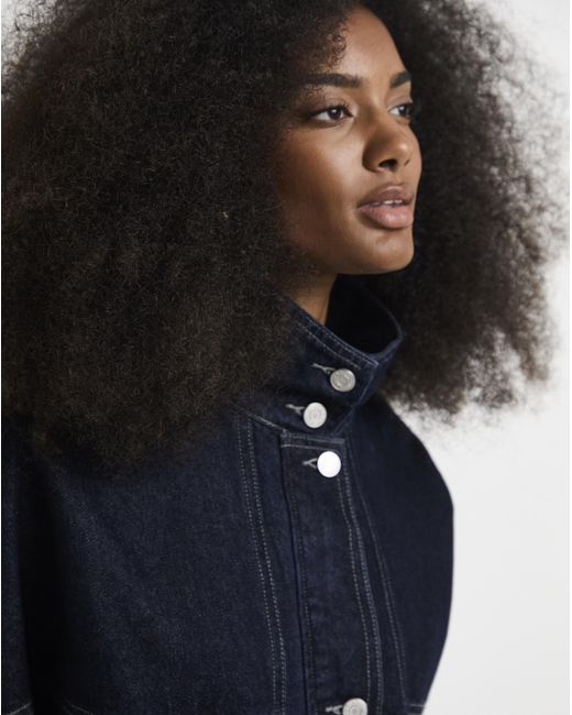 Simply Be Blue Funnel Neck Denim Jacket