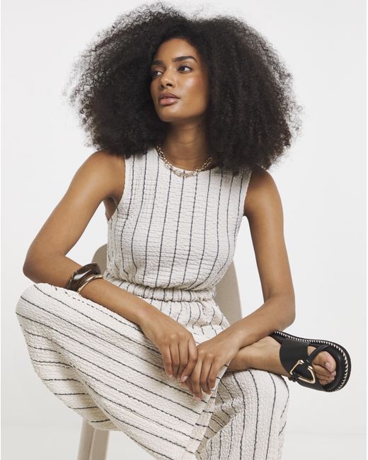 Simply Be White Stripe Peplum Top