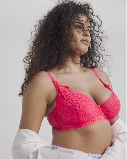 Figleaves Red Harper Geometric Lace Bra