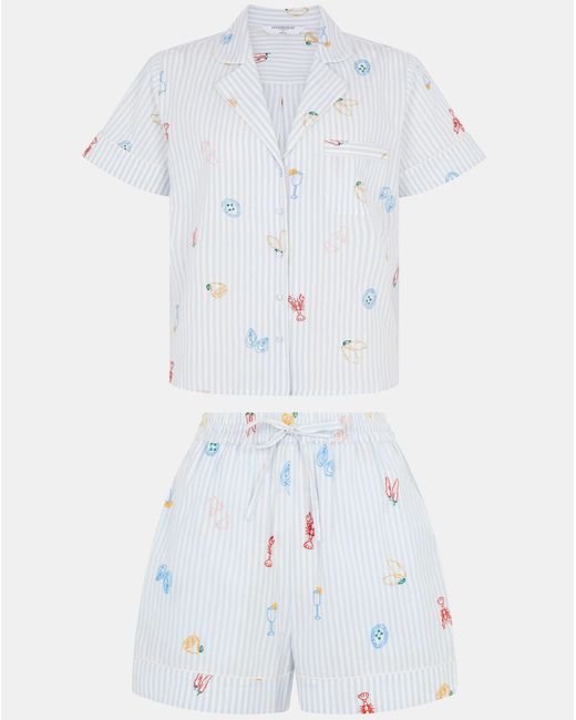 Accessorize White Embroidered Pyjamas Set