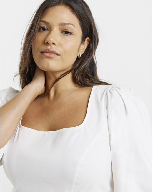 Simply Be White Stretch Bengaline Seam Top