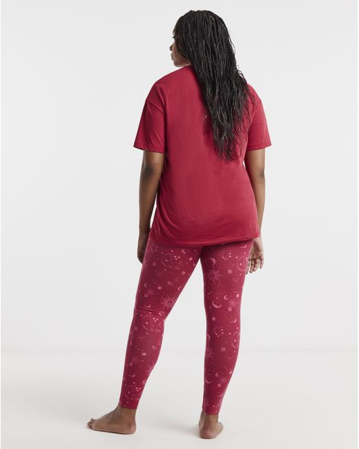 Simply Be Red Celestial Burgundy 2 Pack Legging Pj Set