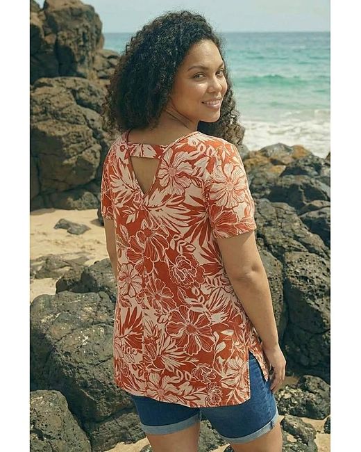 Roman Curve Green Leaf Print Bar Back Top