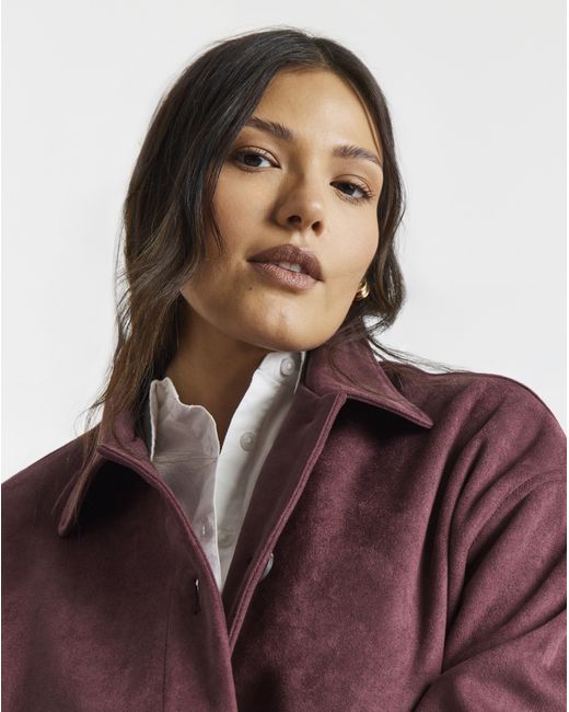 Simply Be Red Suedette Pocket Shacket
