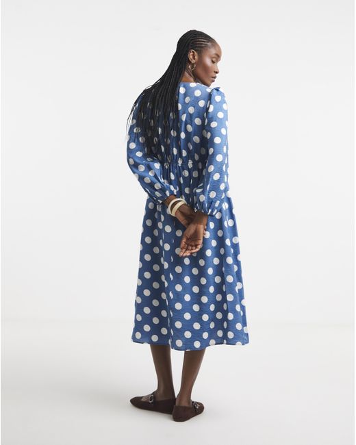 Simply Be Blue Spot Print Corset Waist Dress