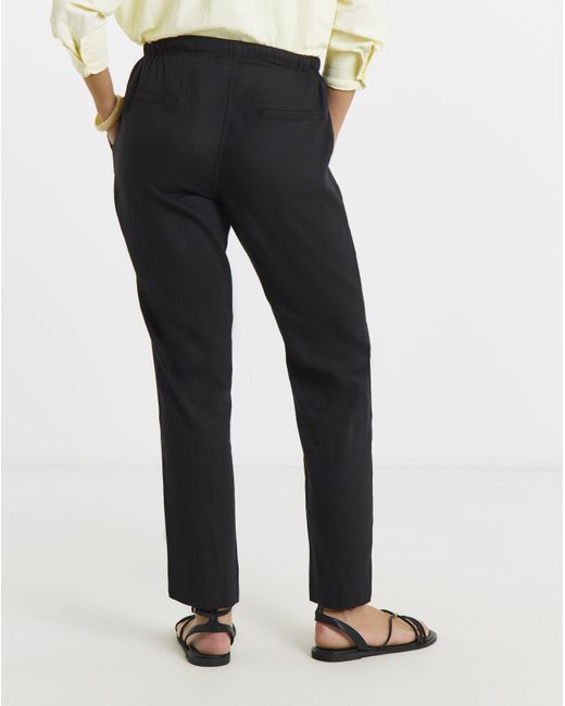 Simply Be Black Linen Mix Tapered Trousers