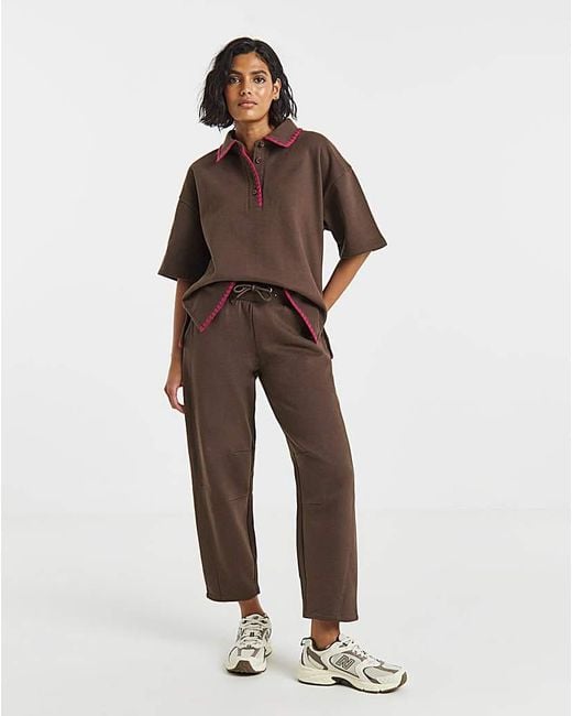 Simply Be Brown Whipstitch Barrel Leg Jogger