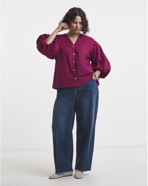 Simply Be Red Button Through Blouse