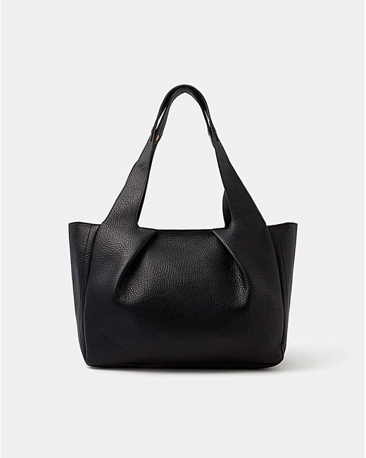 Accessorize Black Pleated Leather Shoulder Bag