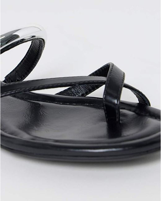 Simply Be Gray Toe Loop Hardware Sandals Extra Wide