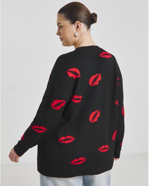 Simply Be Red Jacquard Boyfriend Cardigan