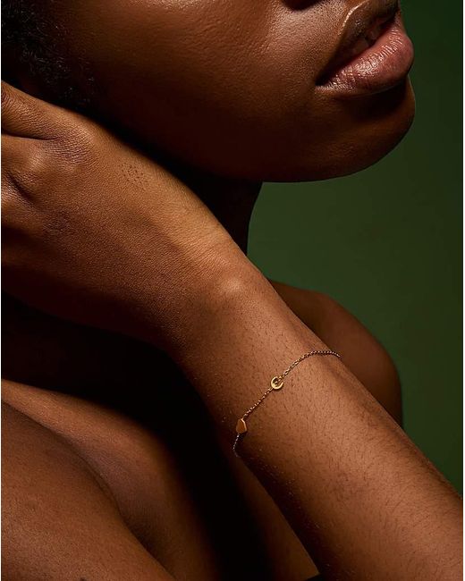 Accessorize Metallic Ss Heart Initial Bracelet