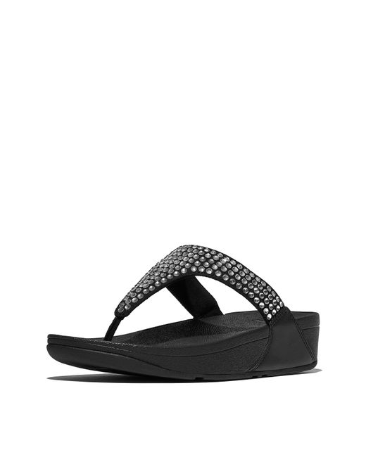 Fitflop Black Fit Flop Lulu Crystal Toe-Post Sandals