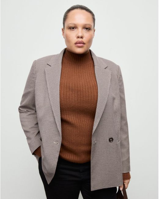 Mango Natural Houndstooth Blazer