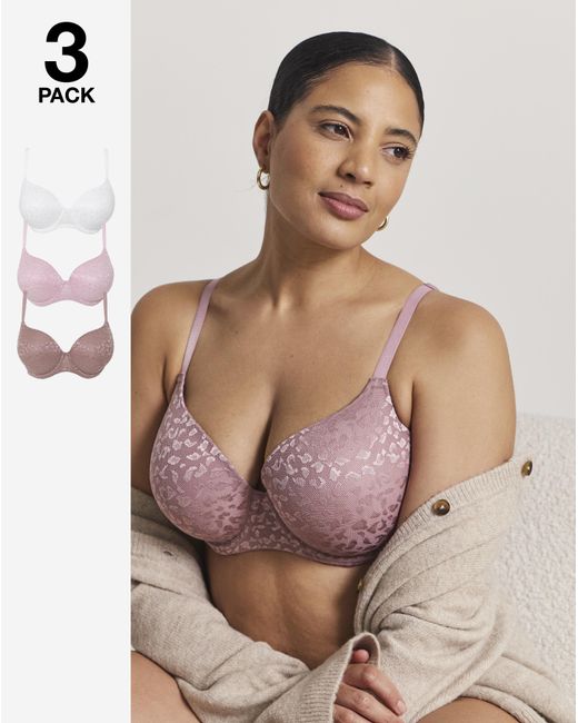 Pretty Secrets Multicolor 3 Pack Animal Lace T-Shirt Bras