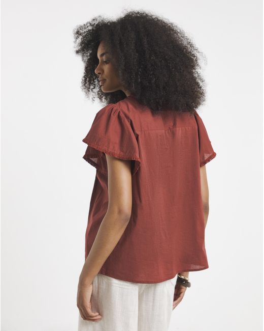 Simply Be Red Angel Sleeve Lace Insert Blouse
