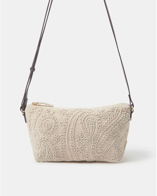 Accessorize Gray Crochet Crossbody Bag