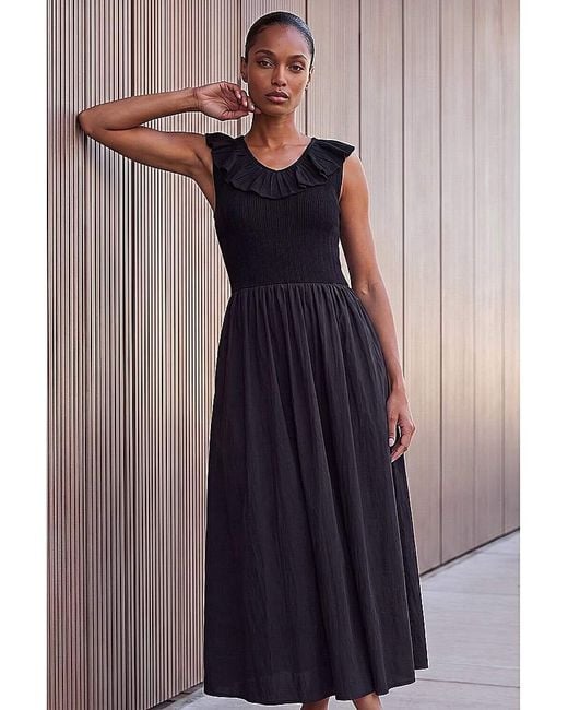 Roman Blue Roman Frill Detail Midi Dress