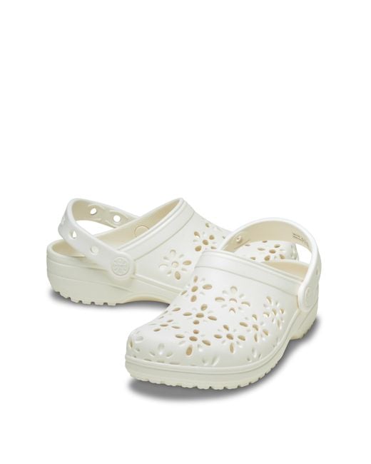 CROCSTM White Classic Floral Cut Out Clog