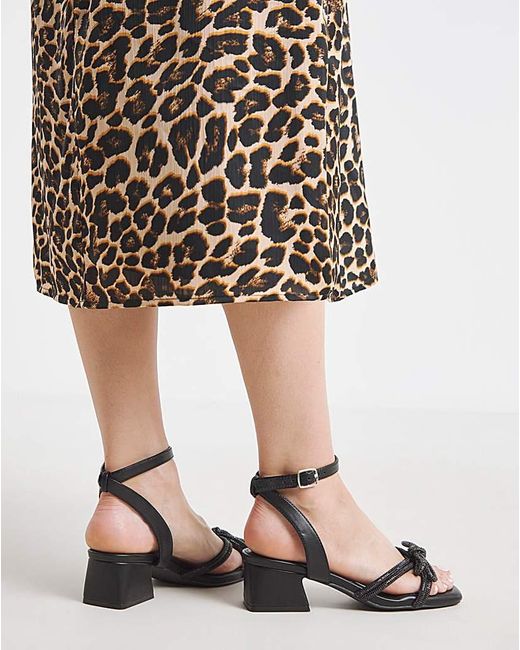 Simply Be White Diamante Bow Low Block Heel Wide