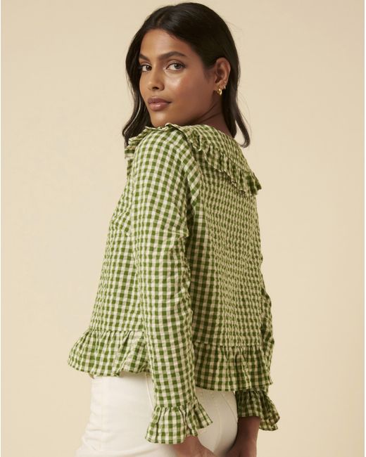 Nobody's Child Green Britney Ruffle Blouse