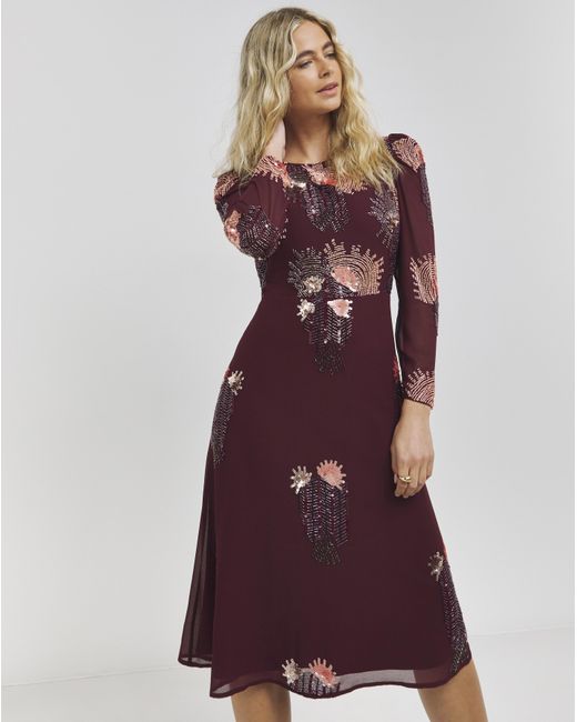 Joanna Hope Red Deco Beaded Dress
