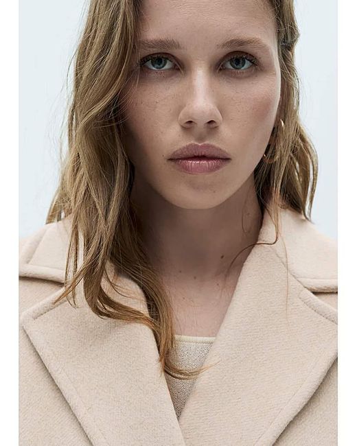 Mango White Double Breasted Wool Coat