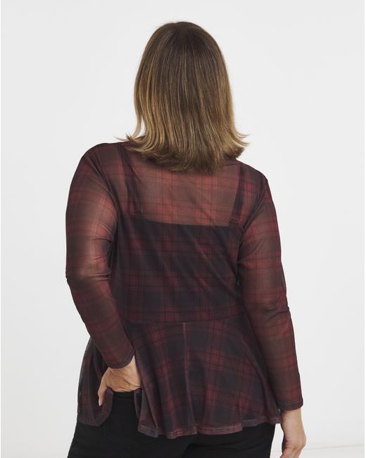 Simply Be Purple Peplum Mesh Top
