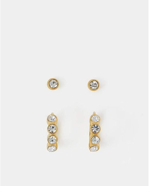 Accessorize White Stainless Stone Stud & Hoop