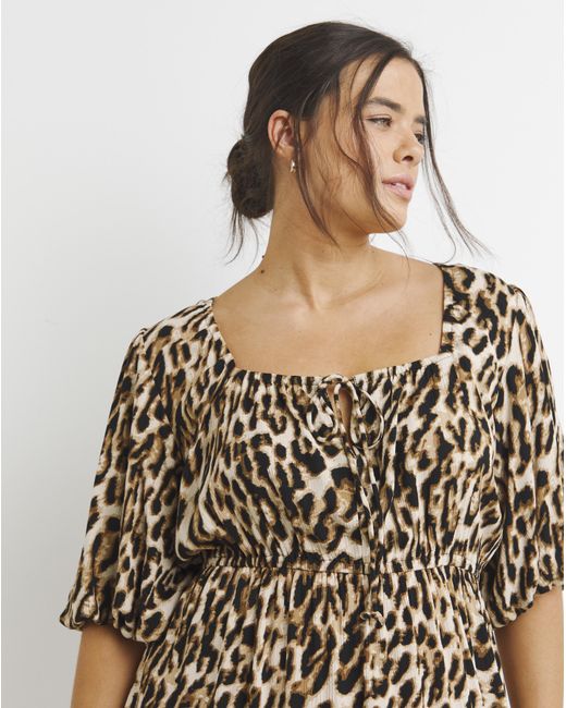 Simply Be Brown Crinkle Goddess Dress