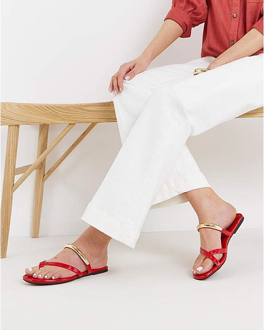 Simply Be White Toe Loop Hardware Sandals Extra Wide