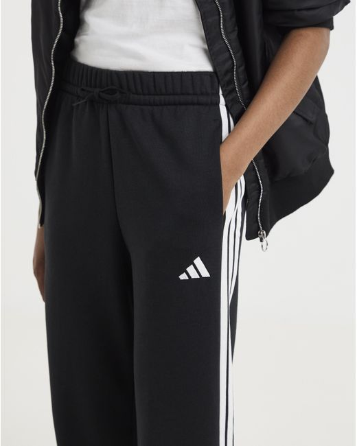 Adidas Black 3 Stripes Fleece Pants