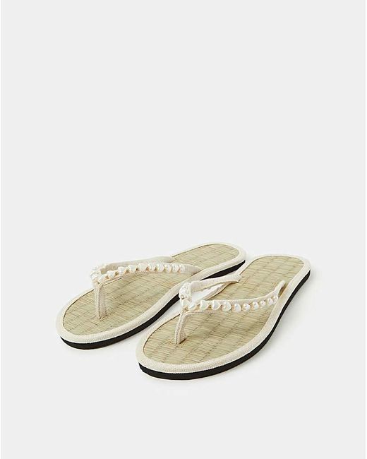 Accessorize Natural Bead Seagrass Flip Flops