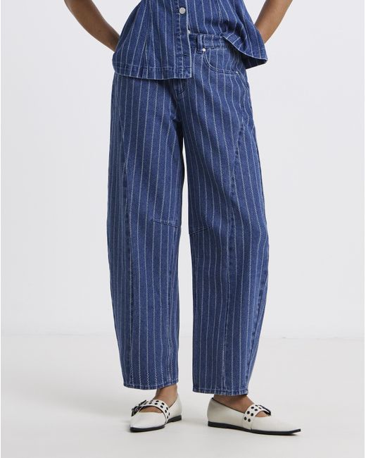 Simply Be Blue Barrel Jeans