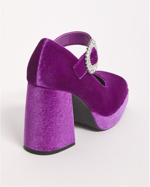 Simply Be Purple Mary Jane Heeled Shoes Wide Fit