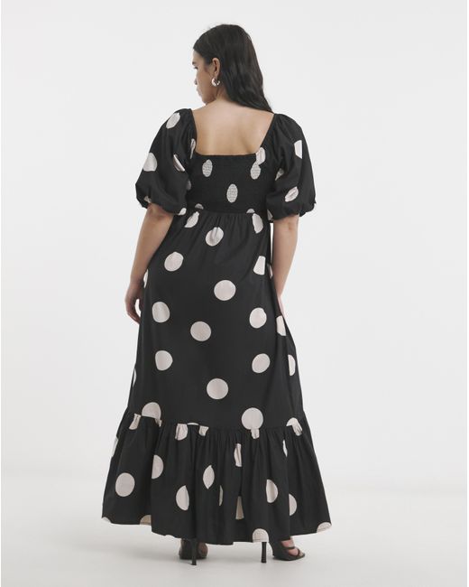 Simply Be White Spot Printed Cotton Maxi Dress